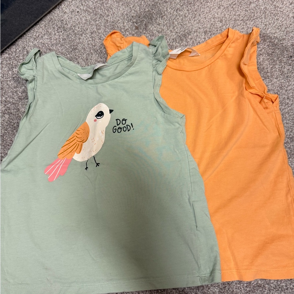 H&M Kids' Tank Tops - Green with Bird Print & Orange
